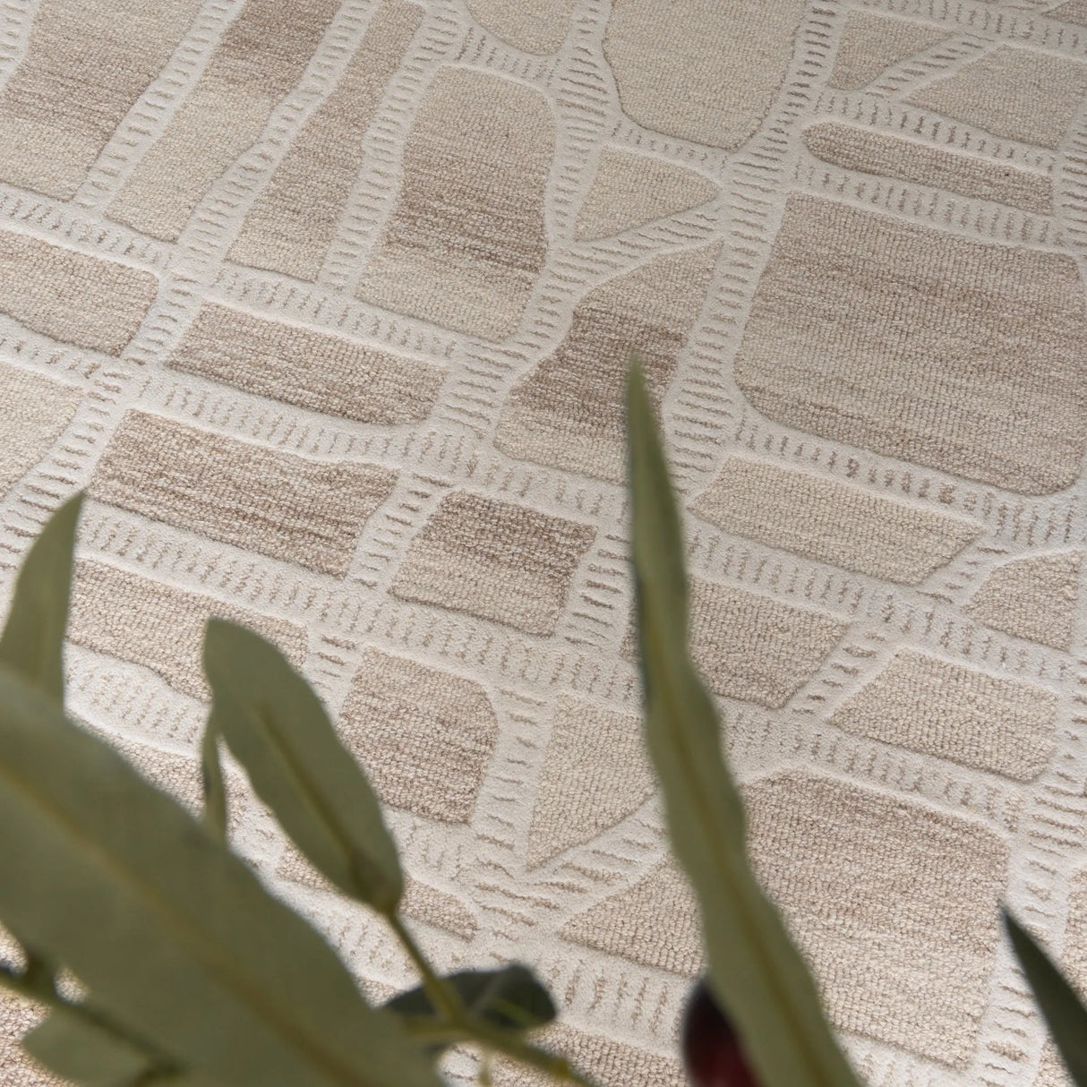 Wattle Ivory Beige Wool Rug THERUG