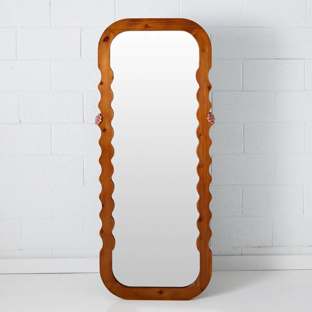 Wavy Full Length Wall Mirror Natural KAILE