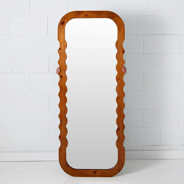 Wavy Full Length Wall Mirror Natural KAILE