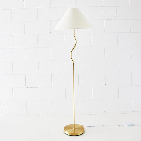 Wavy Metal Floor Lamp Gold & Natural COAST