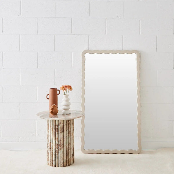 Wavy Wood Mirror in Taupe COAST