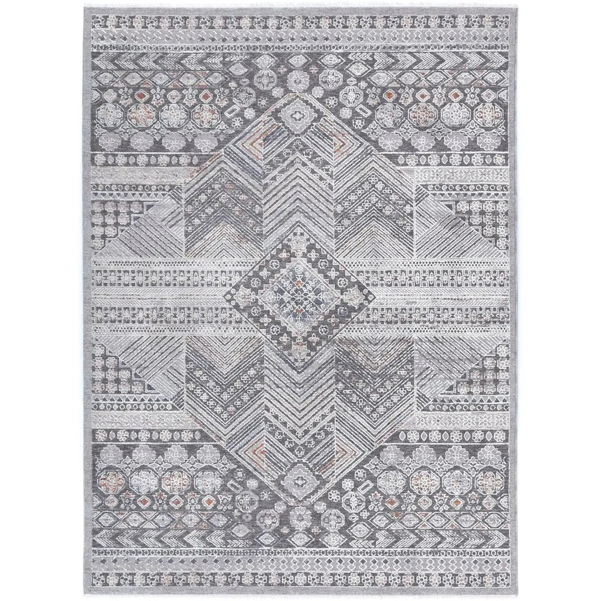 Zagros Aztec Motif Rug in Silver DecoRug