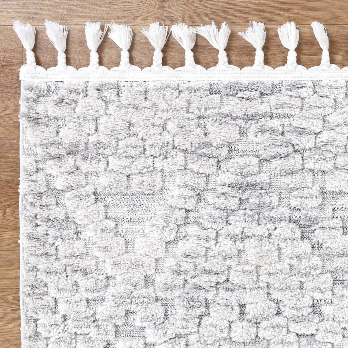 Zellige Plain White Grey Rug DecoRug