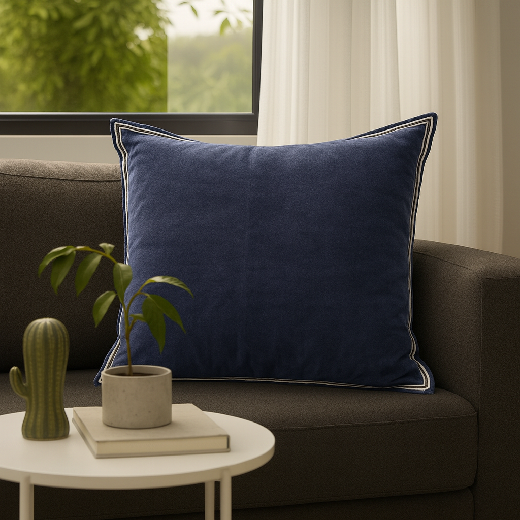 Nora Velvet/Linen Cushion 50X50Cm Denim