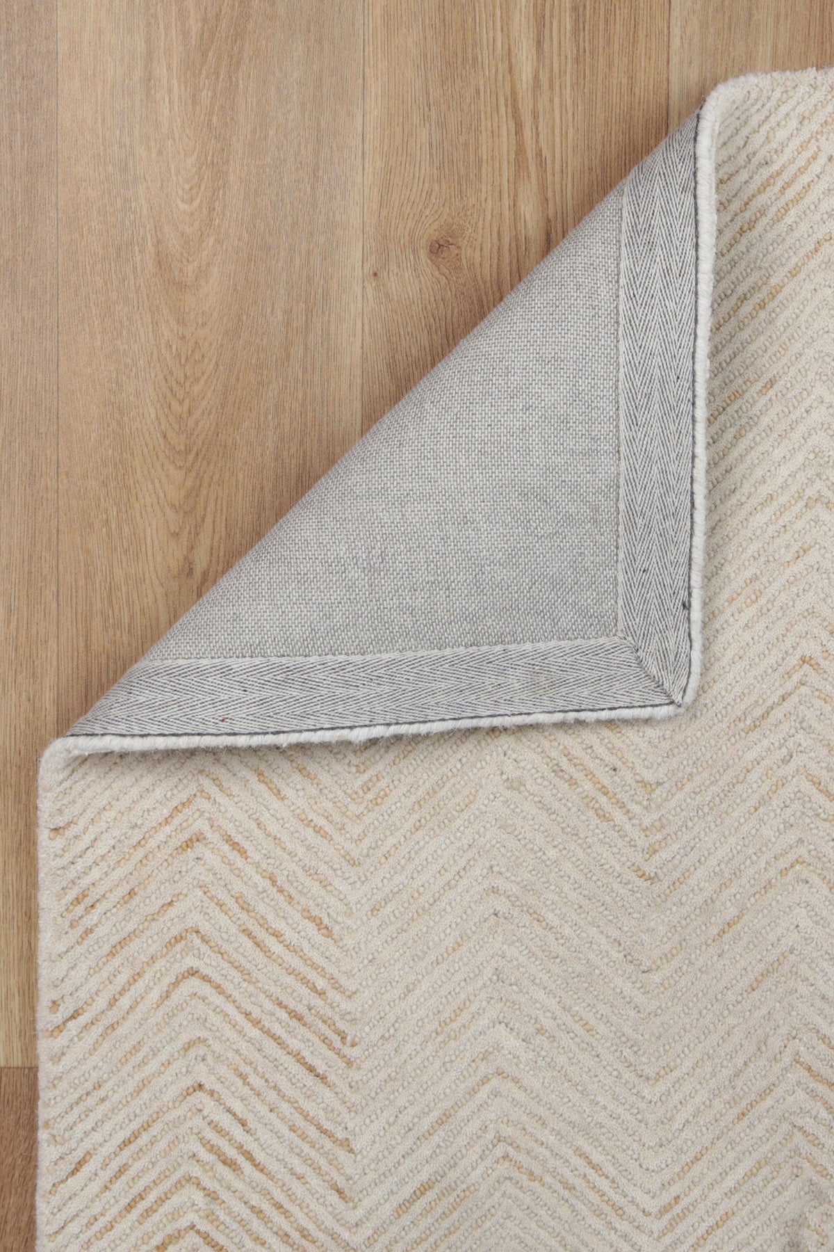 Posy Chevron 11C Beige Wool Rug