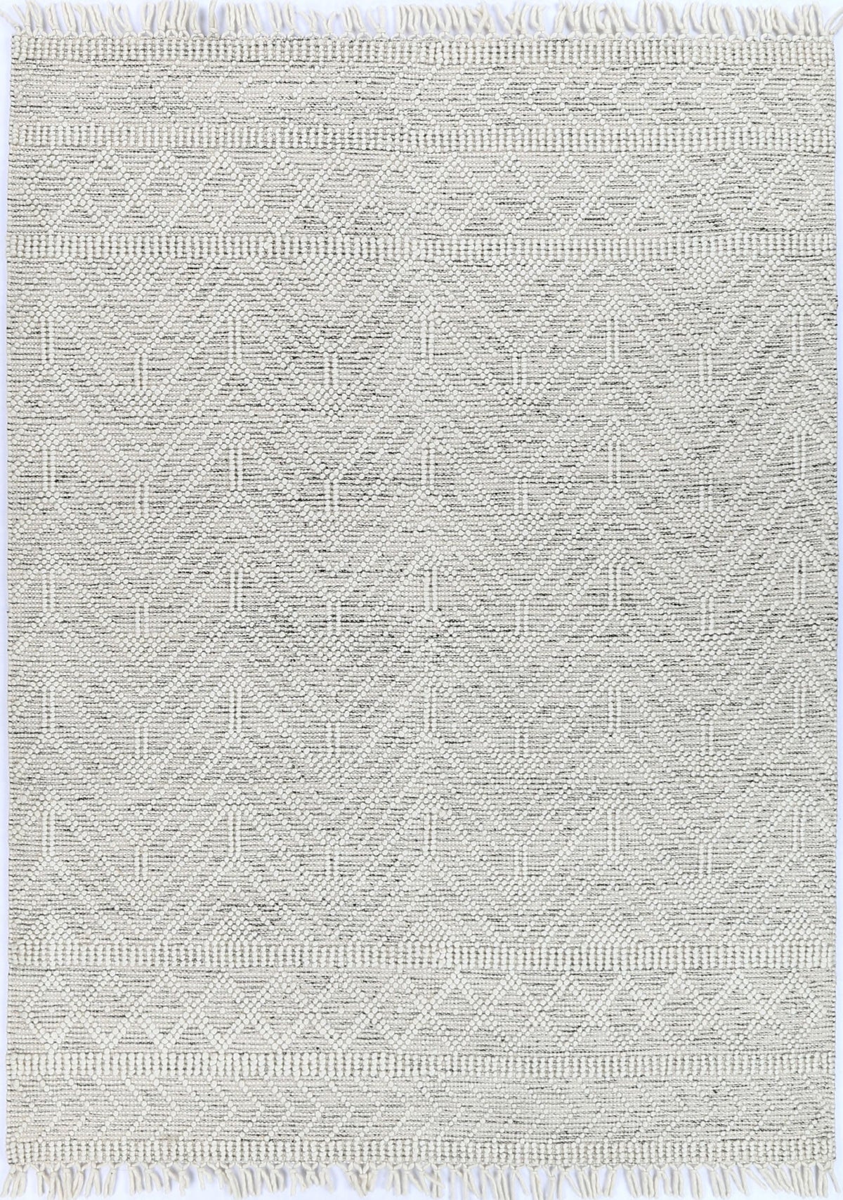Perla 080x300cm Handwoven Wool PERL-12 BLACK/WHITE (NO FRINGE) (DC)