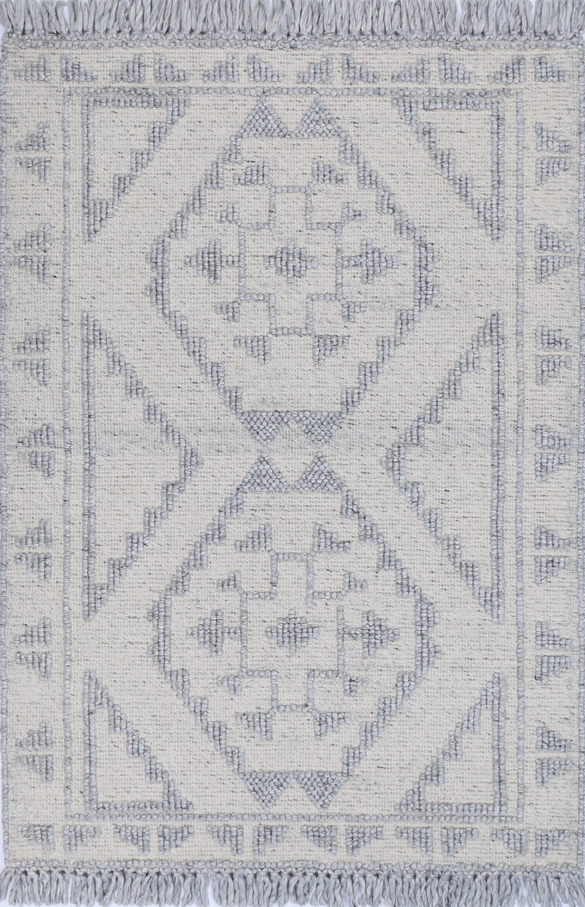 Diego Ornamental Light Grey Wool Rug