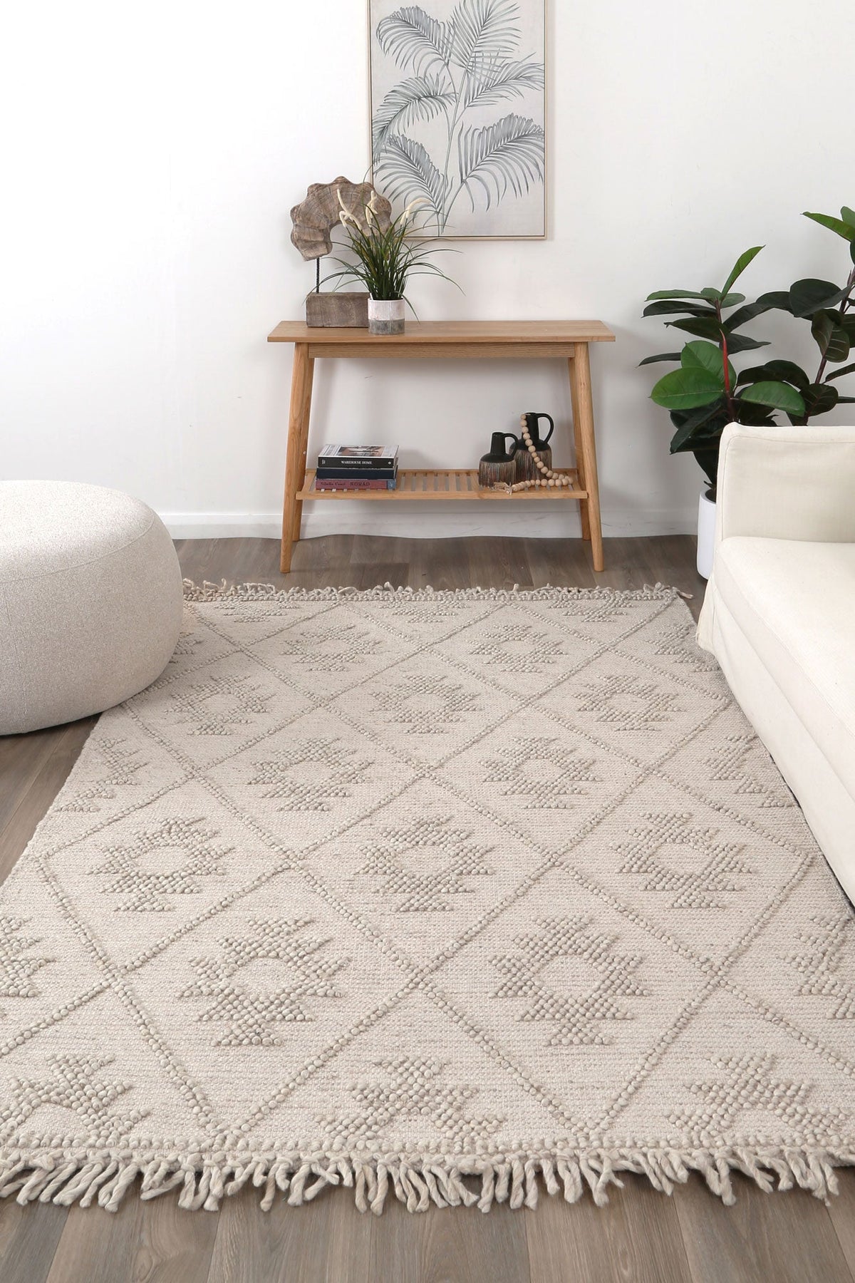 Diego Geometric Brown Wool Rug