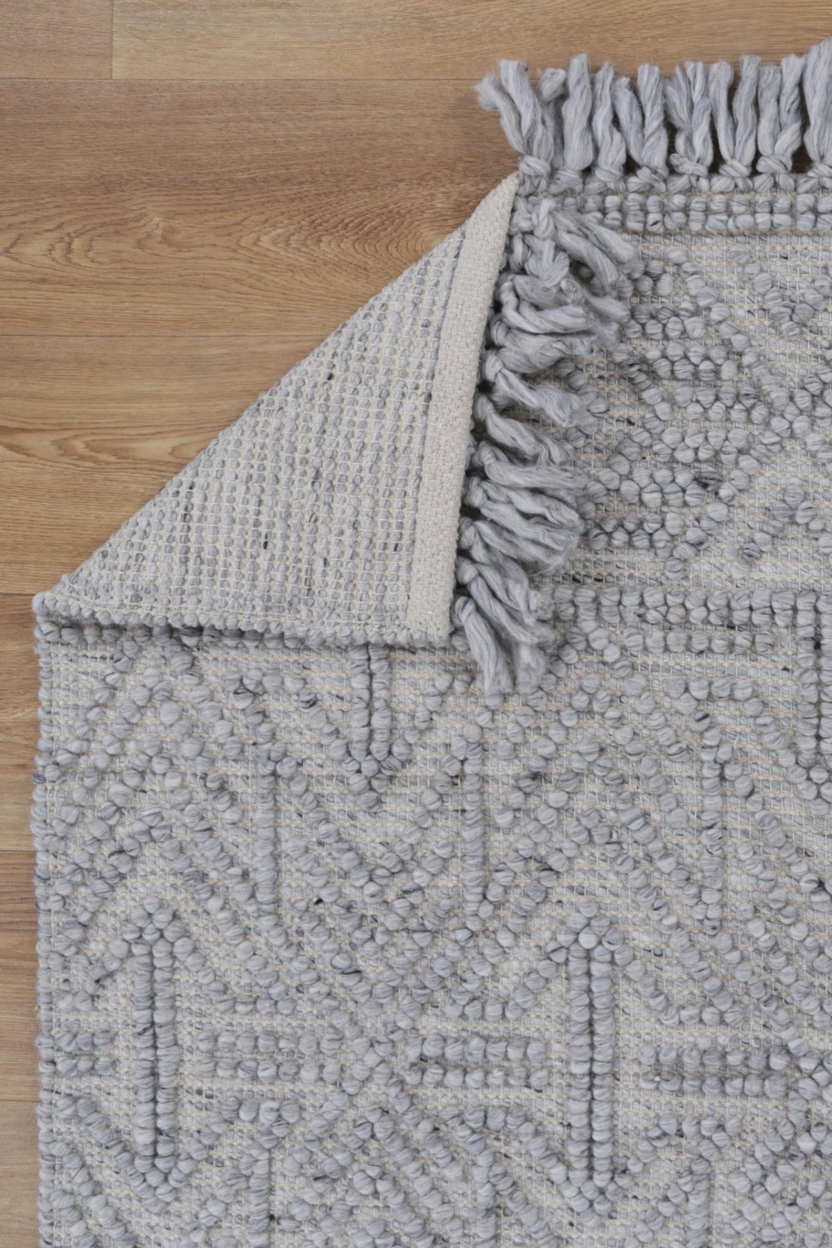 Diego Tribal Light Grey Wool Rug