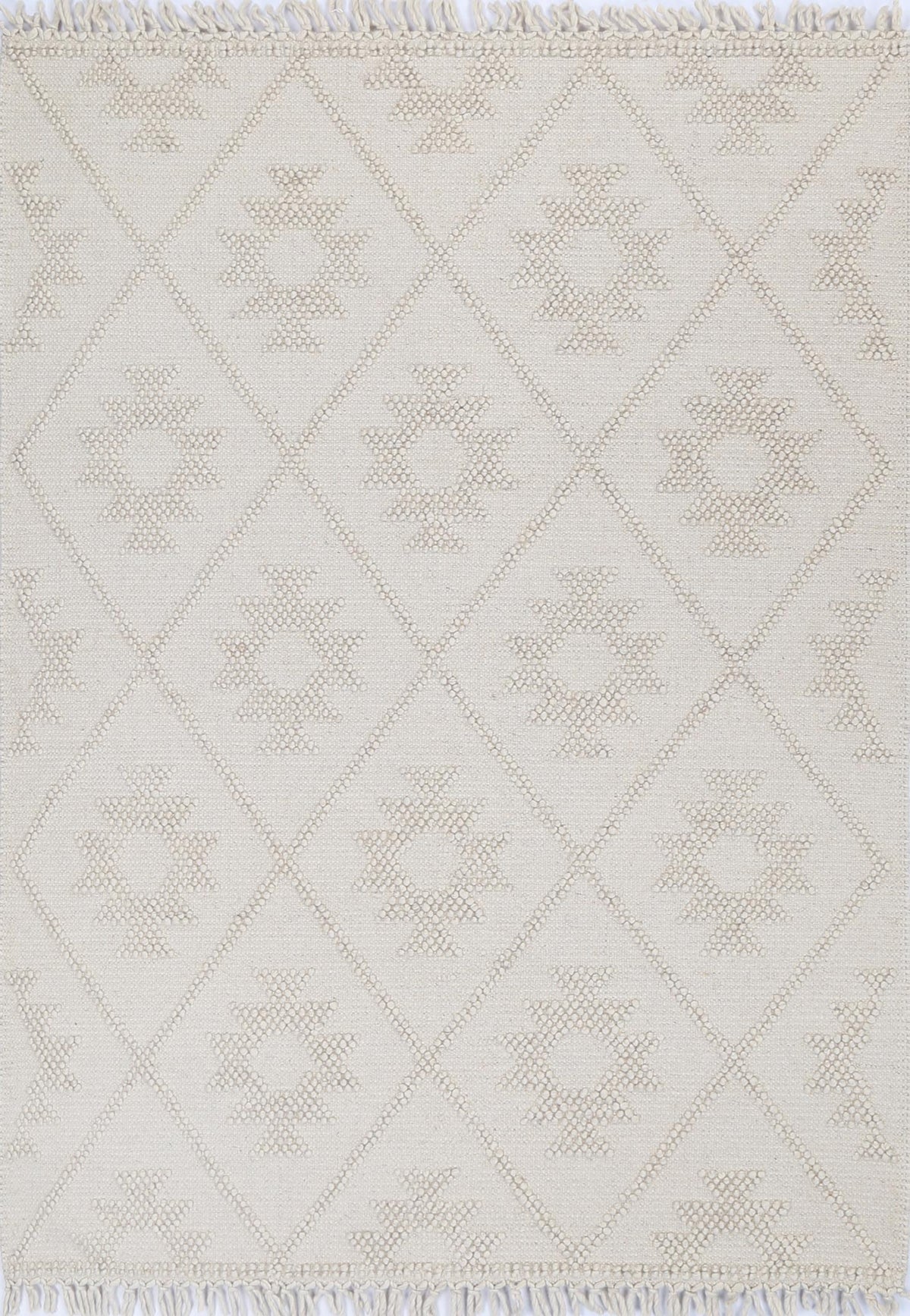 Diego Geometric Beige Wool Rug