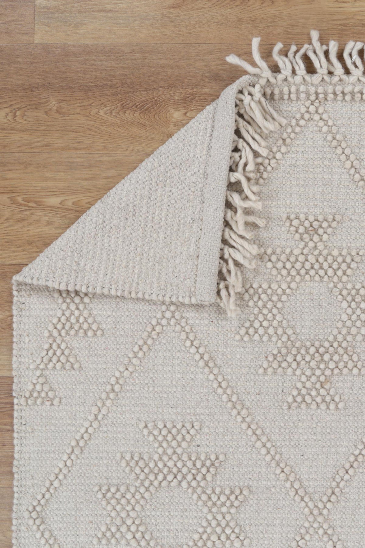 Diego Geometric Beige Wool Rug