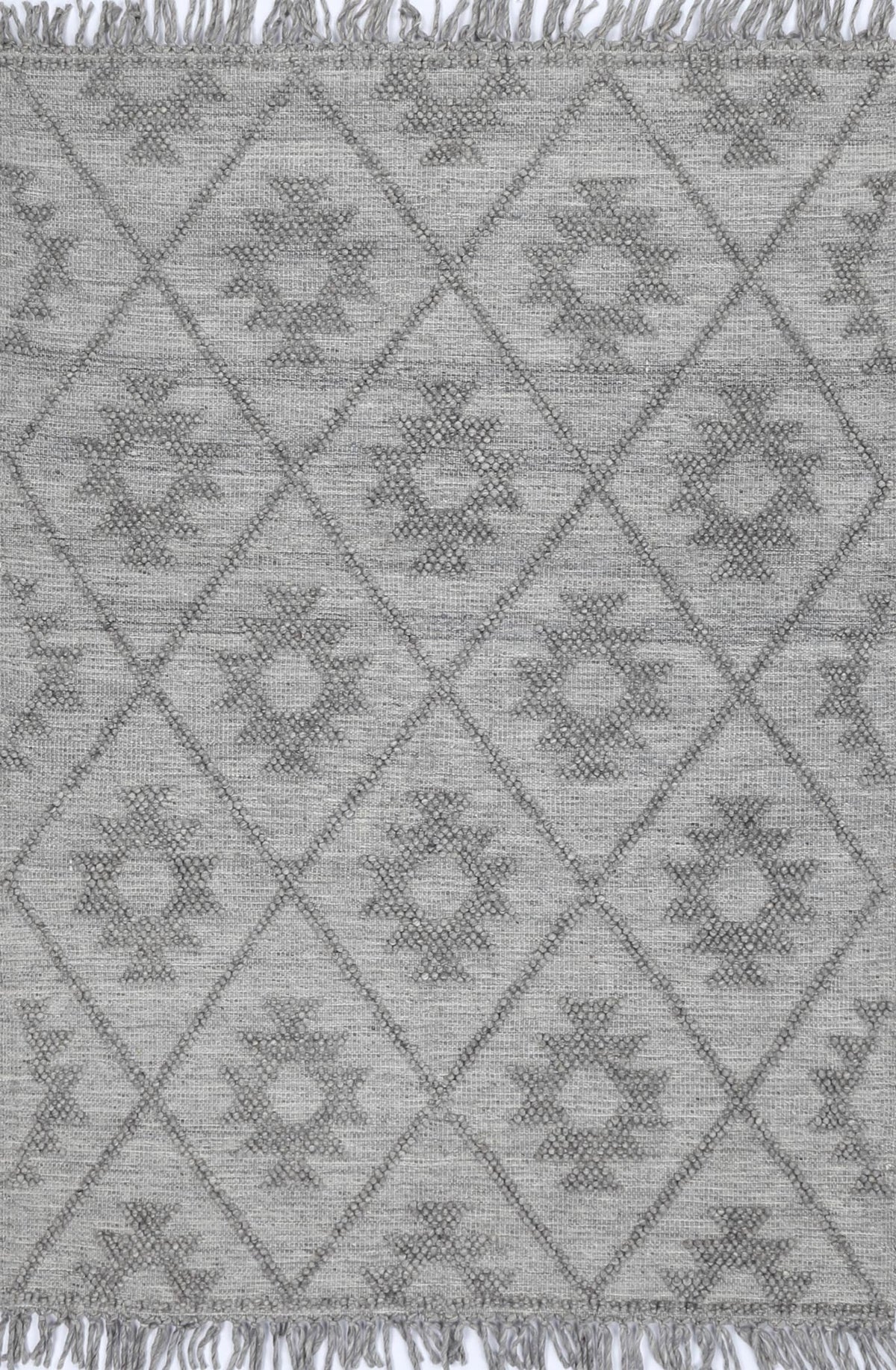 Diego Geometric Grey Multi Wool Rug