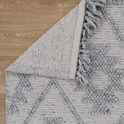 Diego Geometric Light Grey Wool Rug