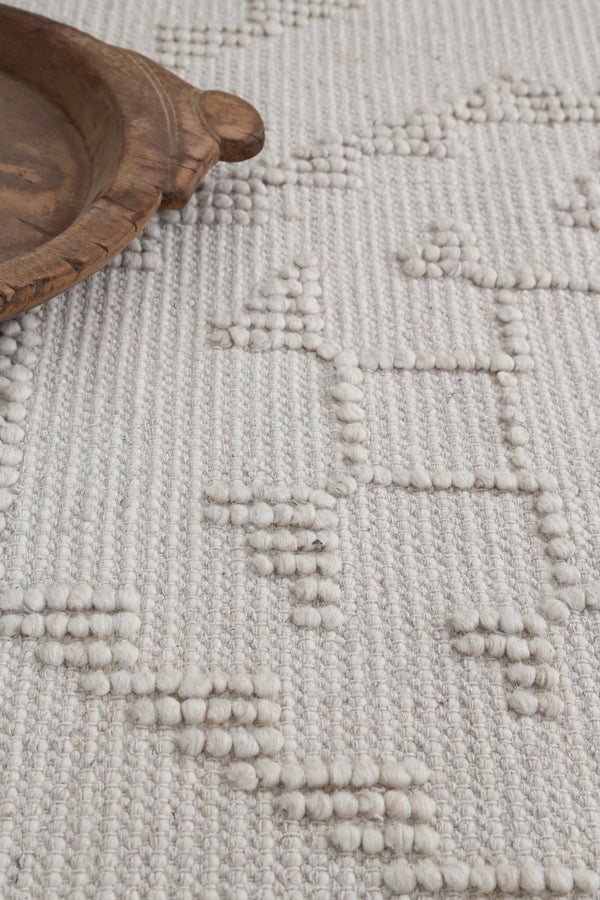 Diego Ornamental Beige Wool Rug