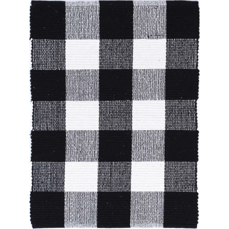 Gracey Black Cotton Bath Mat - Rug